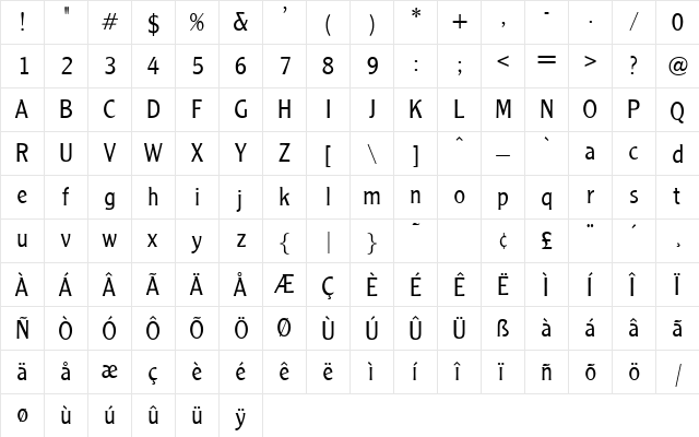 Claritan Regular  glyph index