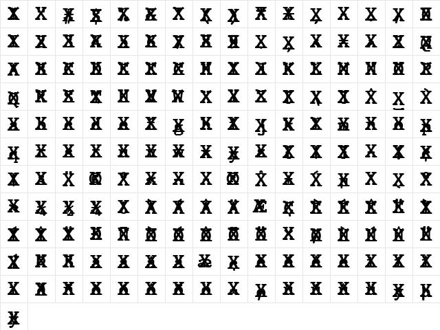 JMH Typewriter mono Cross Regular  glyph index