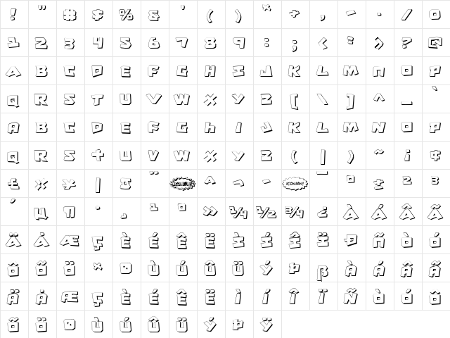 Cro-Magnum Shadow Shadow  glyph index