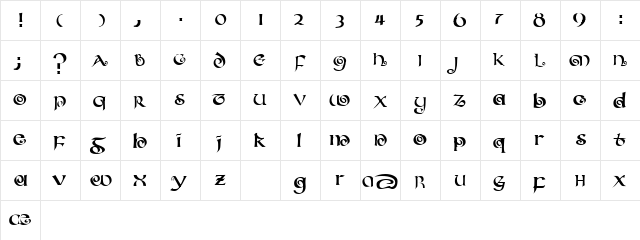 CoiledUncial Regular  glyph index