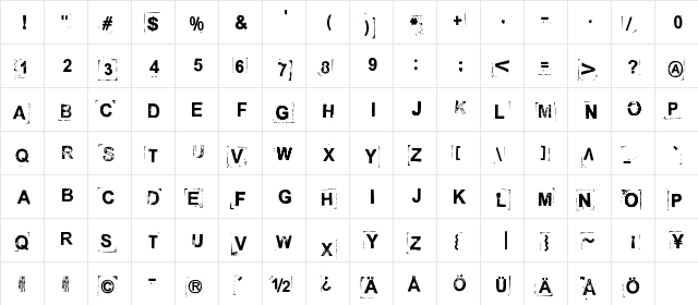 Break on through Regular  glyph index