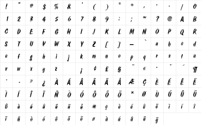 DomCasualDRegItaIn1 Regular  glyph index