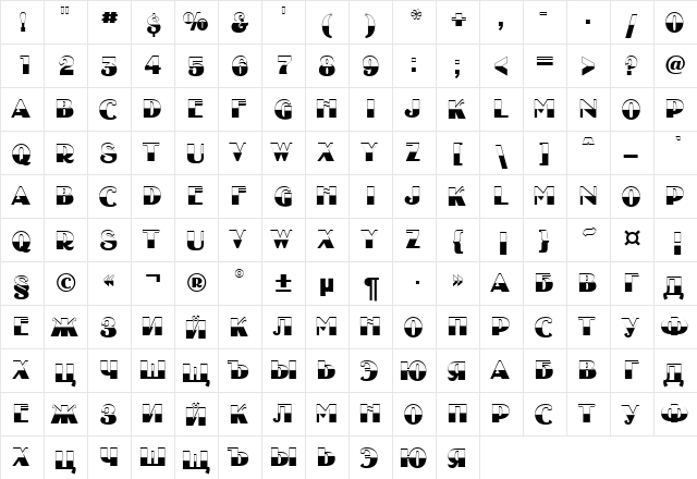 a_UncleyTitulB&W Bold  glyph index