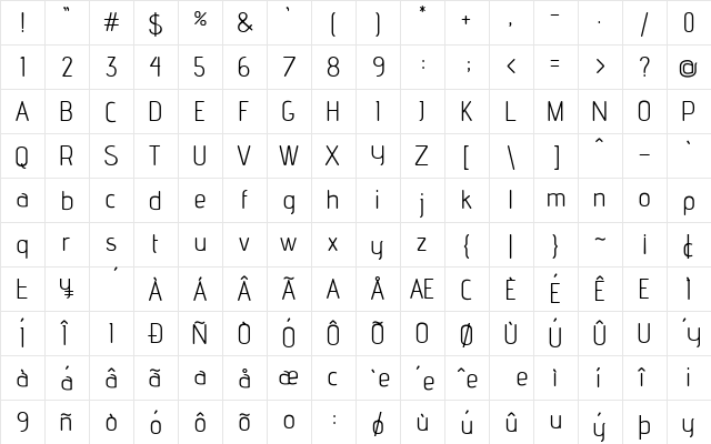 advent Rounded  glyph index