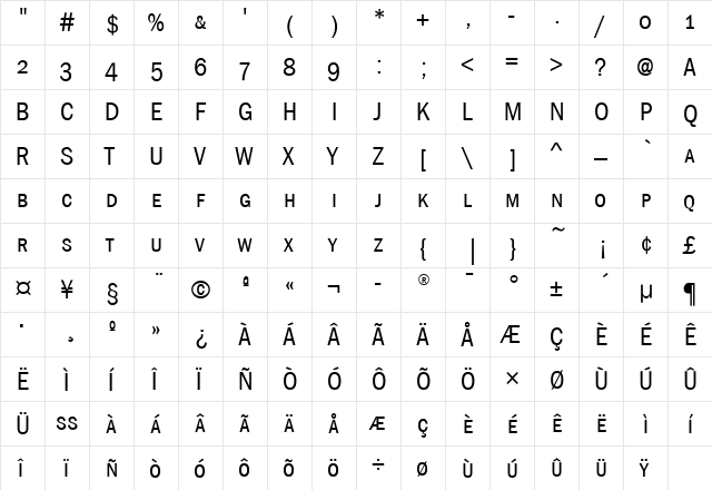 FranklinGotCdSCITC Book  glyph index