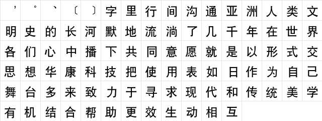 DFHei1B-GB Regular  glyph index