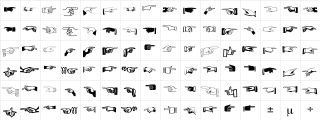 Handmade Regular  glyph index