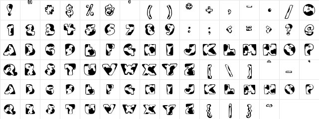 DJ Moo Regular  glyph index