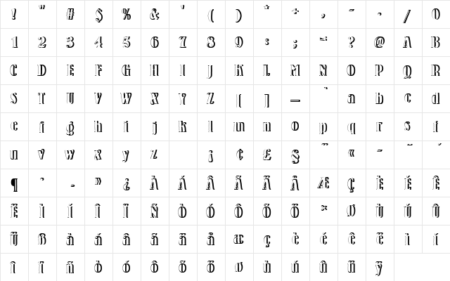 BernhardAntDBolConRe1 Regular  glyph index