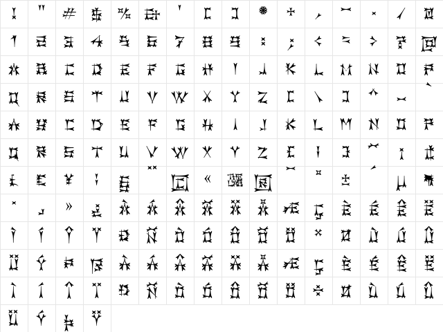 Carbolith Regular  glyph index