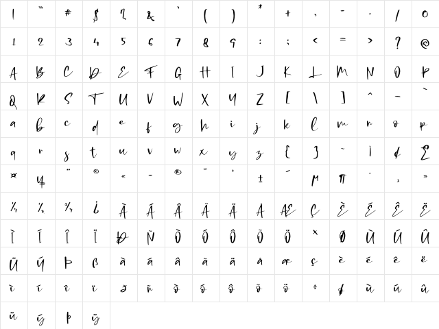 Coding Sign - Personal Use Regular  glyph index
