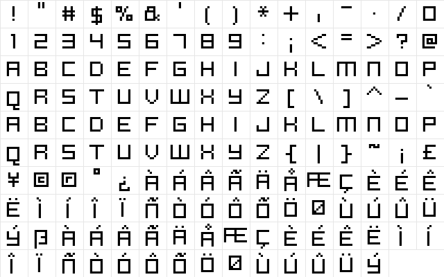FFF Reaction Extended Regular  glyph index