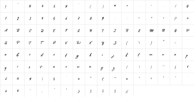 Butter Swany Free Personal Use Regular  glyph index