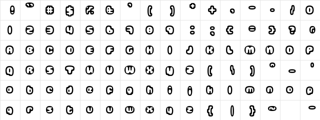 Gubblebum Regular  glyph index