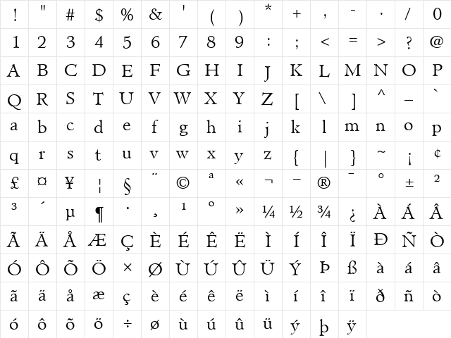 Minister-Light Light  glyph index