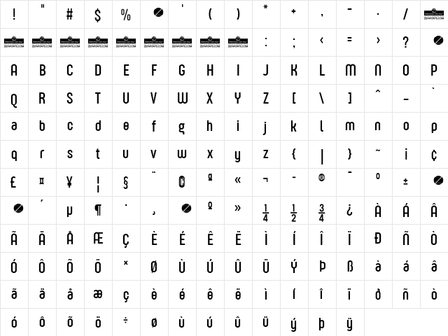 Sugo Pro Display Trial Light  glyph index