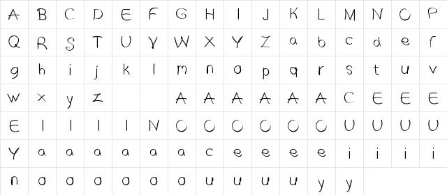 Jack Seel Regular  glyph index