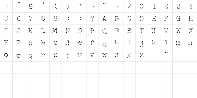 FifthCopySSK Regular  glyph index