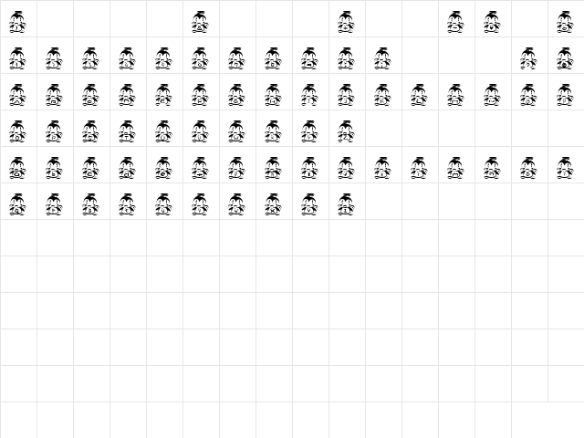 pen Font Regular  glyph index