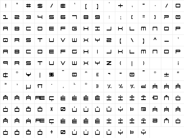 911 Porscha Condensed Condensed  glyph index