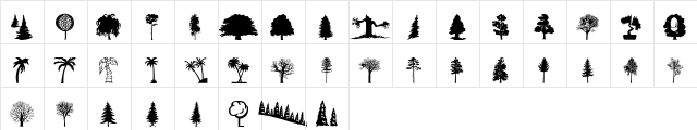 wmtrees1 Regular  glyph index