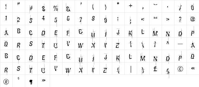 LayertNoise Regular  glyph index