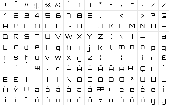 Orbitron Light  glyph index