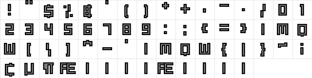 Robotic Harlequin Regular  glyph index