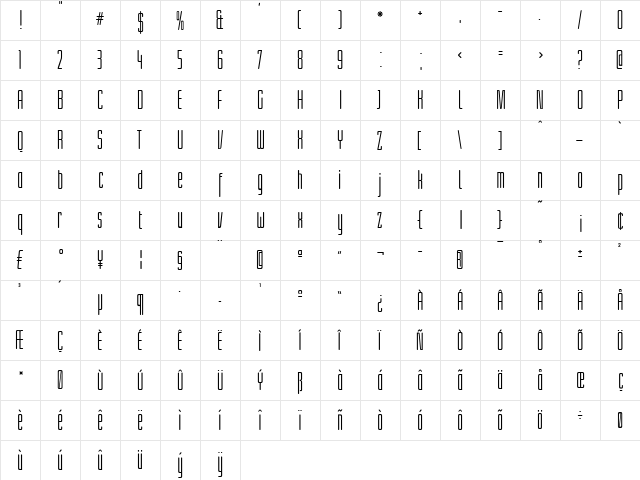 LinotypeLichtwerk Regular  glyph index