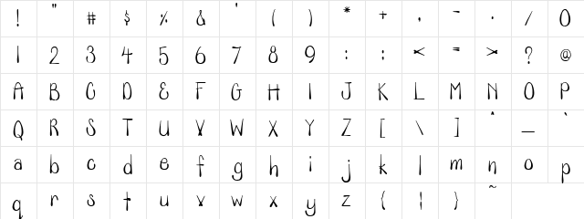 PC Drop Regular  glyph index