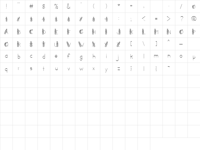 LD Firecracker Regular  glyph index