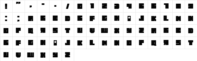 Russiano Grunged Regular  glyph index