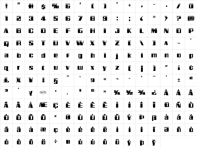 Galactic Storm Laser Regular  glyph index