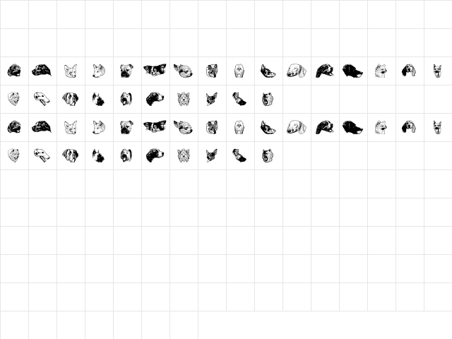 DoggyPrint AOE Regular  glyph index