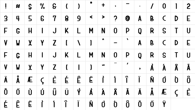 DOLOGAN bold Regular  glyph index