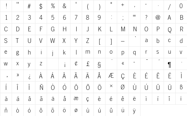 NewsGotTLigRo1 Regular  glyph index