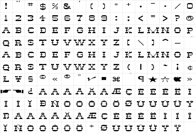 FZ JAZZY 46 EX Normal  glyph index