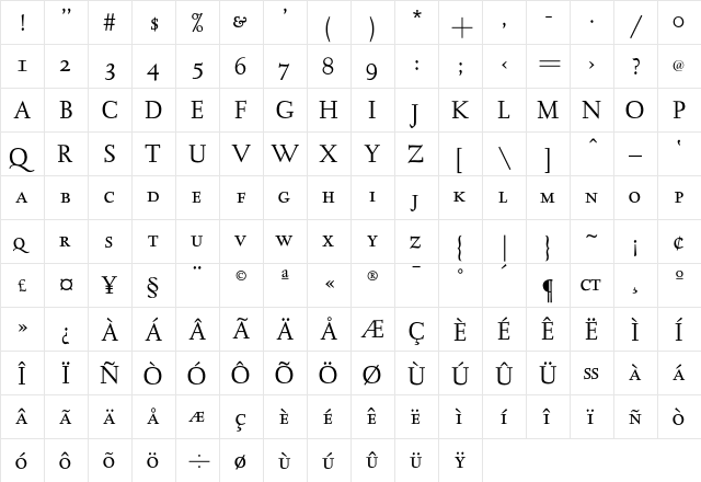 KaatskillH-SC Regular  glyph index
