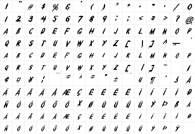 FZ UNIQUE 29 ITALIC Normal  glyph index