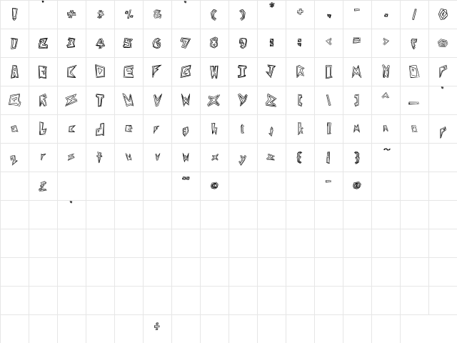 LemonPoo Regular  glyph index