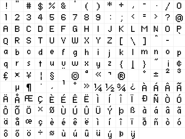 FFF Atlantis Condensed Regular  glyph index