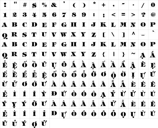 VI Vong Vang Hoa Normal  glyph index