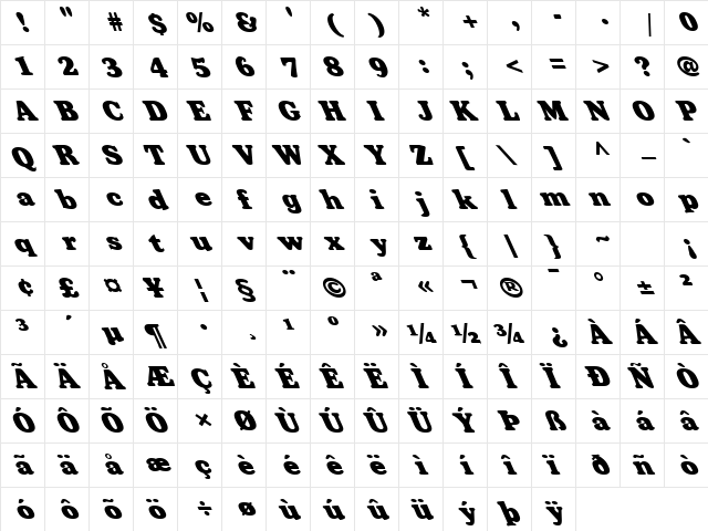 FZ ROMAN 35 LEFTY Normal  glyph index