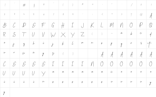 Khotijah Regular  glyph index