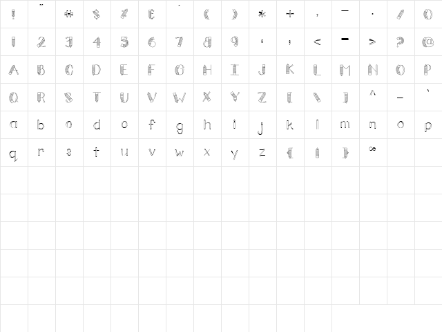 CK Pencils Regular  glyph index