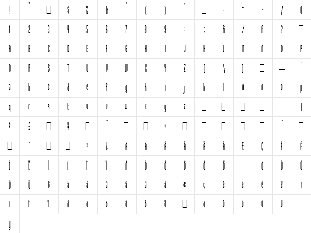 Digitek LET Plain  glyph index