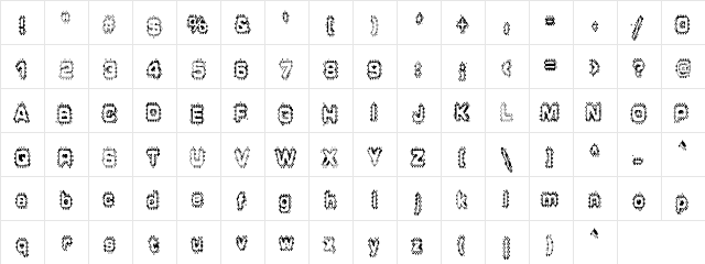 Grunge Puddles Regular  glyph index