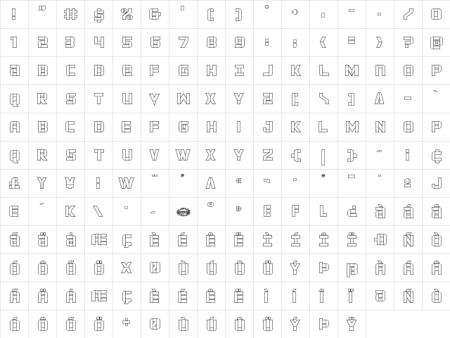 Force Commander Outline Regular  glyph index