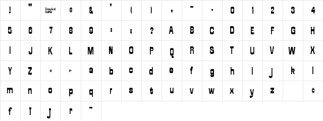 DXS Grooviest Gothic Regular  glyph index