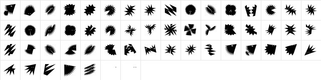 ZagzagHeads Regular  glyph index